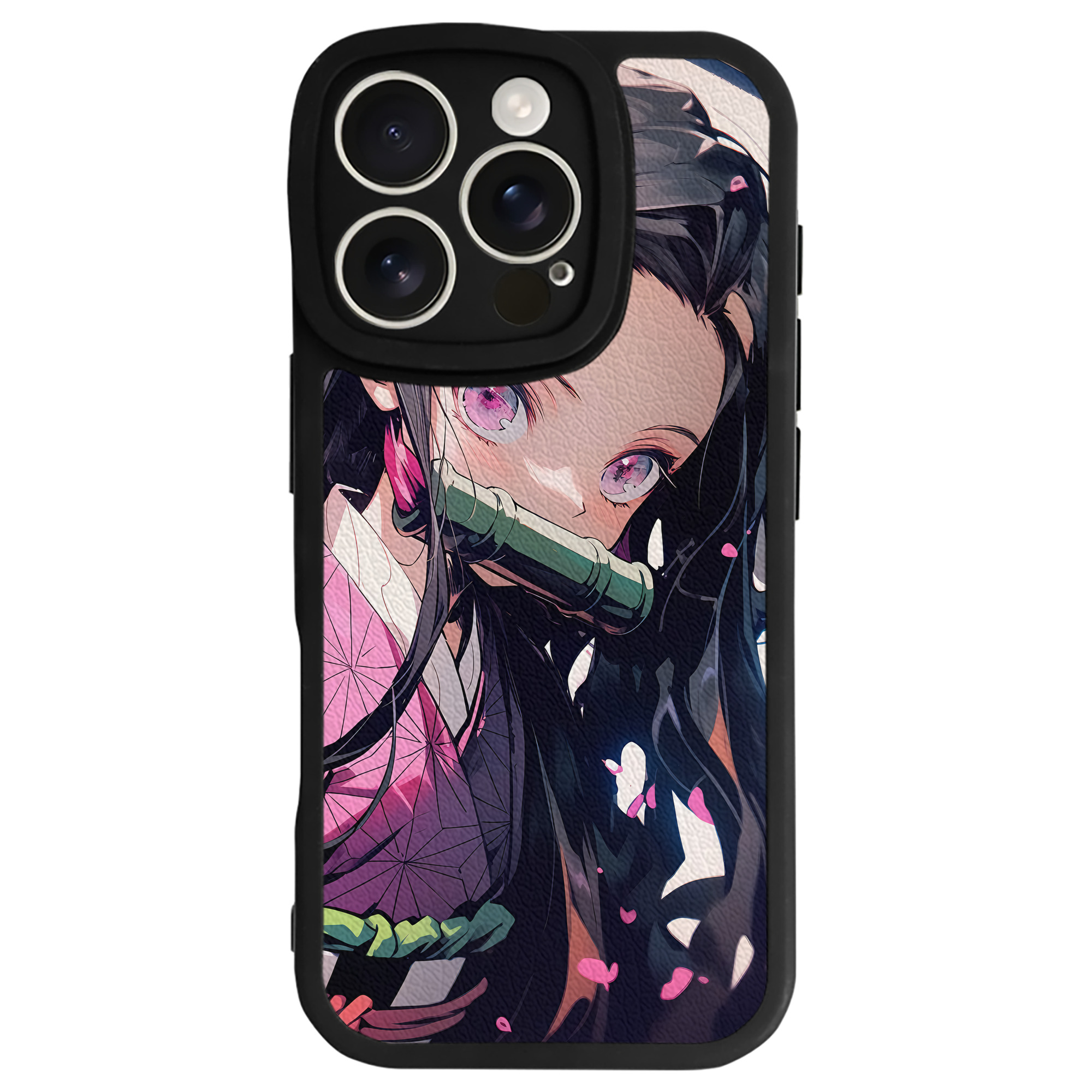 （画像用） 鬼滅の刃（きめつのやいば）竈門 禰󠄀豆子／かまど ねずこ Kamado Nezuko 【iPhone 16シリーズ対応】シリコンスマホケース（レザー調） 材質：シリコン